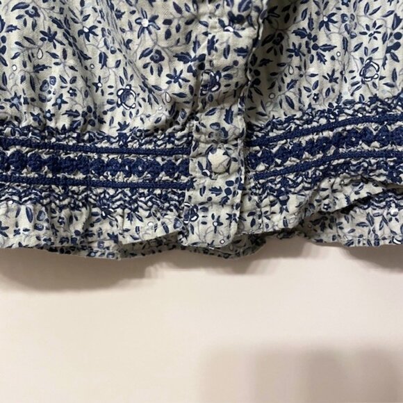 Madewell Blue Jeanette Crop Peasant Top Florentine Floral Size Small - Picture 11 of 16
